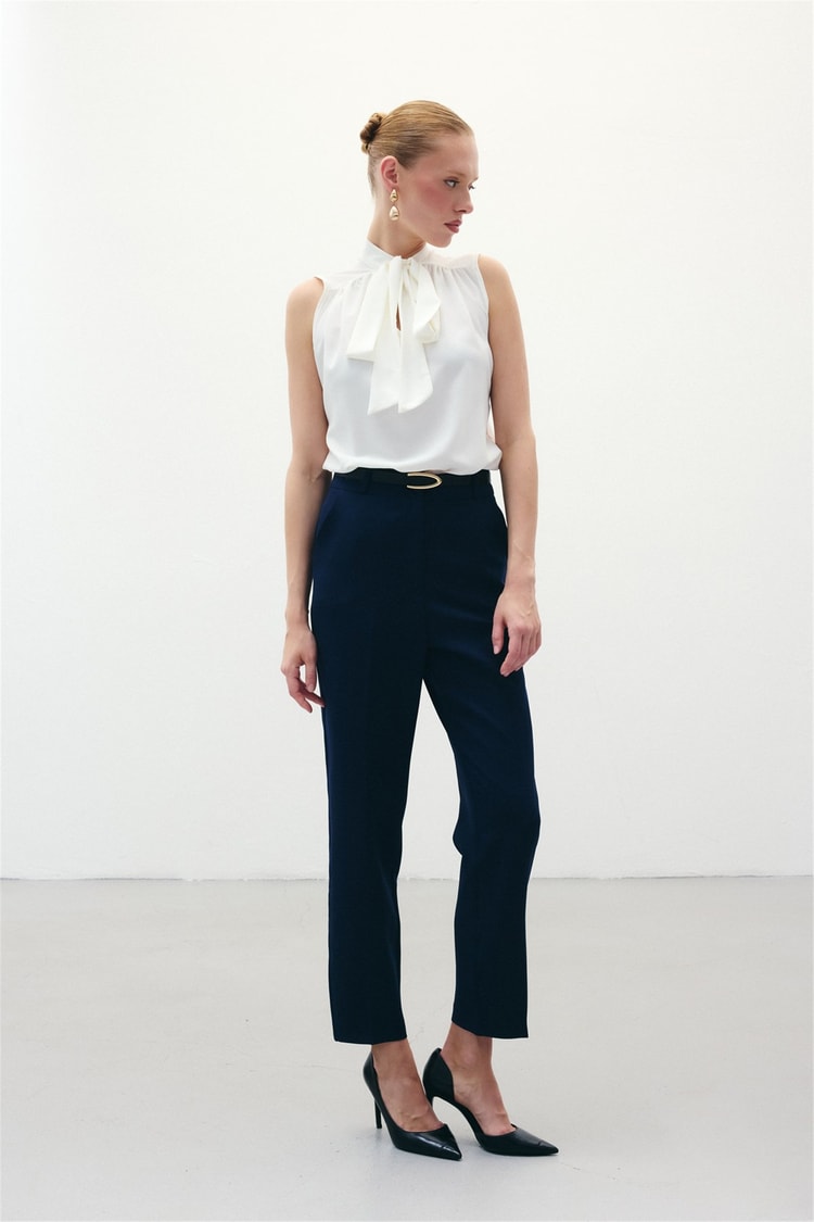 Sateen 1860-506 Lacivert Kadın 6 Kemerlı Pantolon