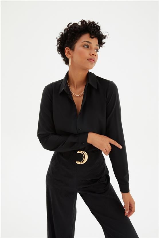 Sateen 266-2528 Siyah Klasık Gömlek