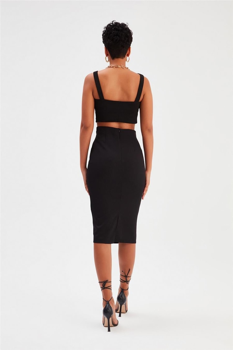 Sateen 779-4518 Siyah Kadın Kalem Etek 36-42