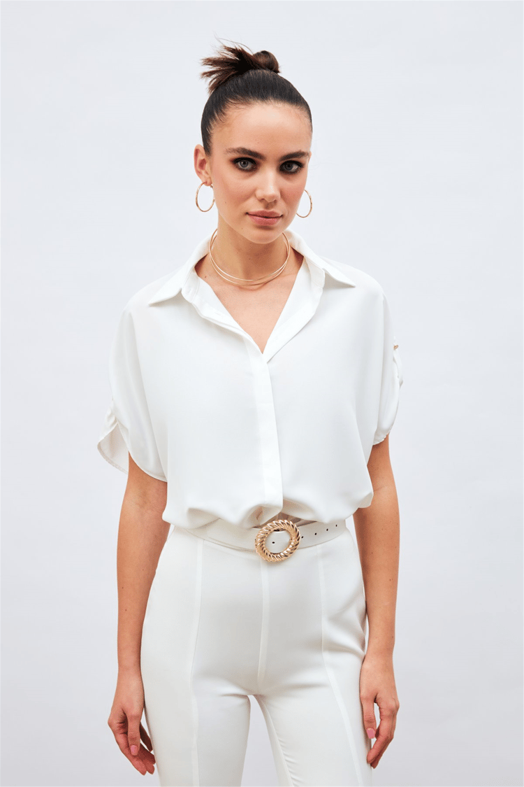 Sateen Y26 1100-2032 Kısa Kol Gömlek Ekru