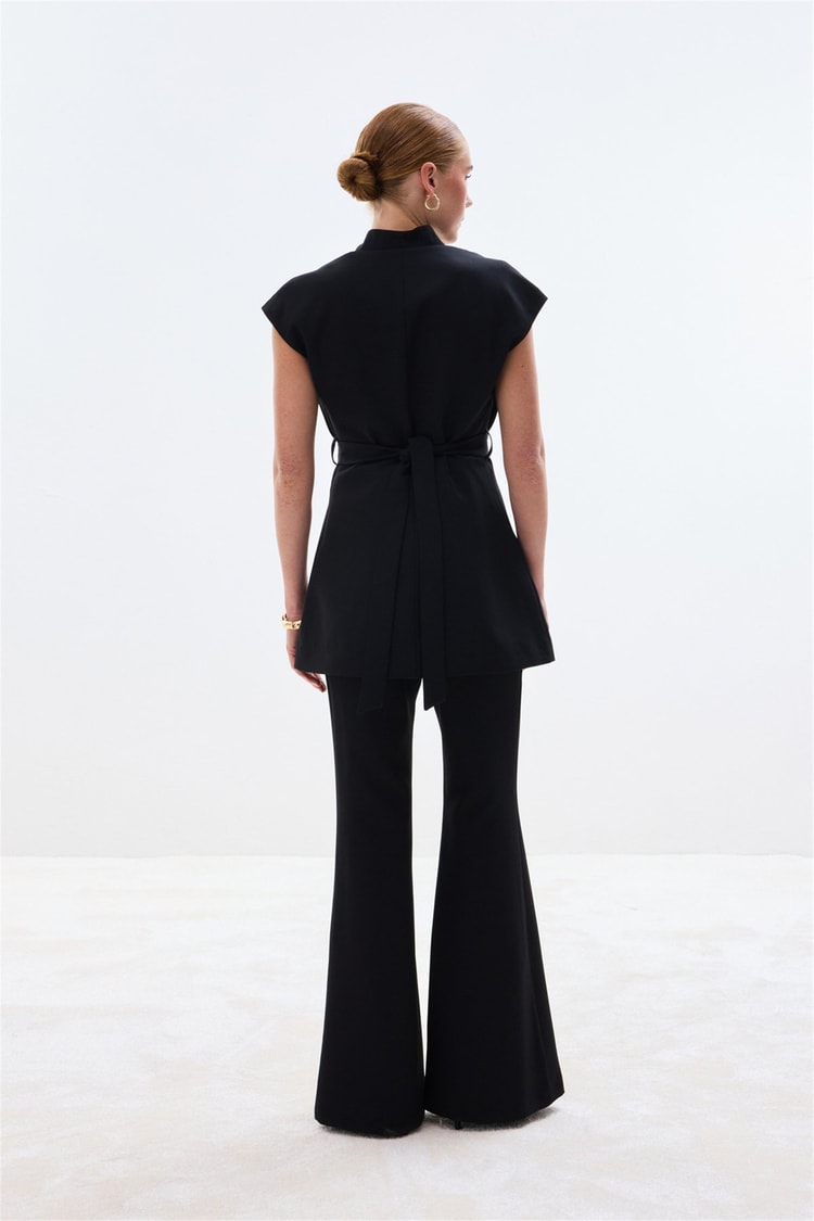 Sateen Y26 1900-1592 Toka Detaylı Bluz Siyah