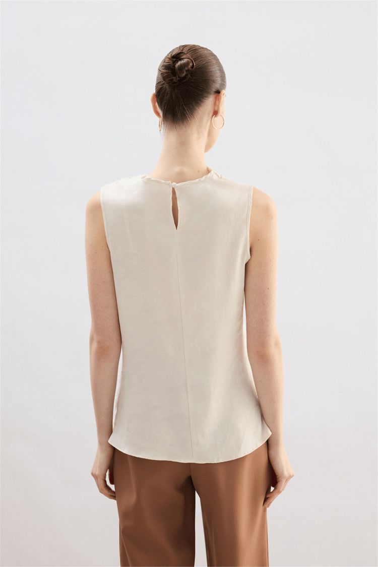 Sateen Y26 1969-1251 Degaje Yaka Jakarlı Bluz Taş