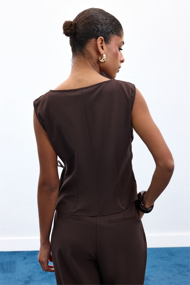 Sateen Y26 1989-1254  Lena Bluz Kahverengi Kadın