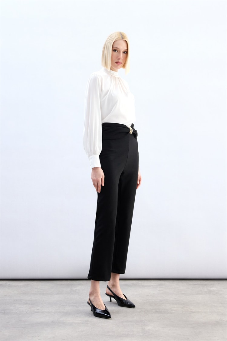 Sateen Y26 1993-5080 Aksesuar Detaylı Pantolon Siyah