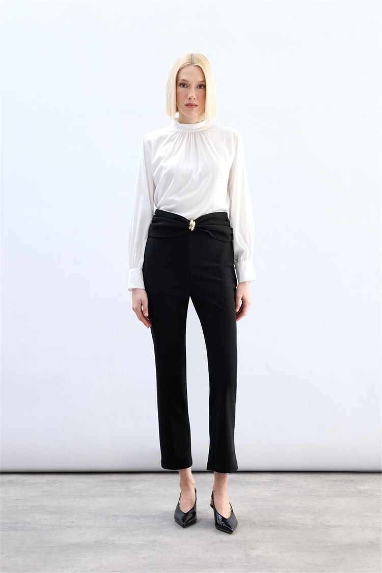 Sateen Y26 1993-5080 Aksesuar Detaylı Pantolon Siyah