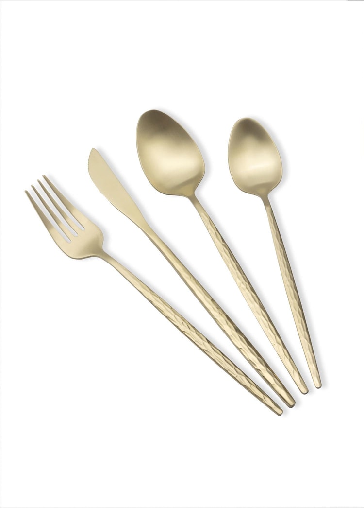 Shiny Çatal Kaşık Bıçak Takımı Mat Gold 24 Parça