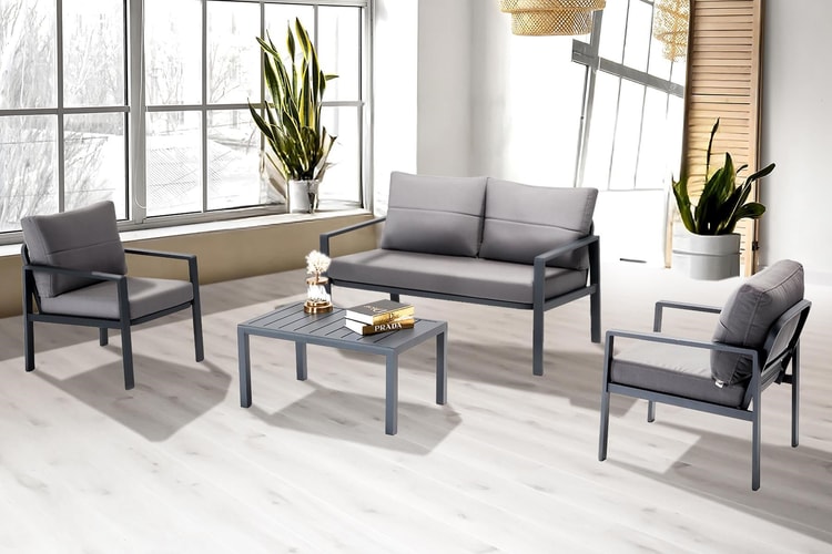 Siena Bahçe Balkon Alüminyum Oturma Grubu 2+1+1+Sehpa