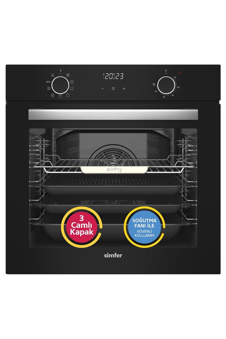Simfer 8215 10 Fonksiyon Airfry Plus Siyah Cam Ankastre Fırın Dijital