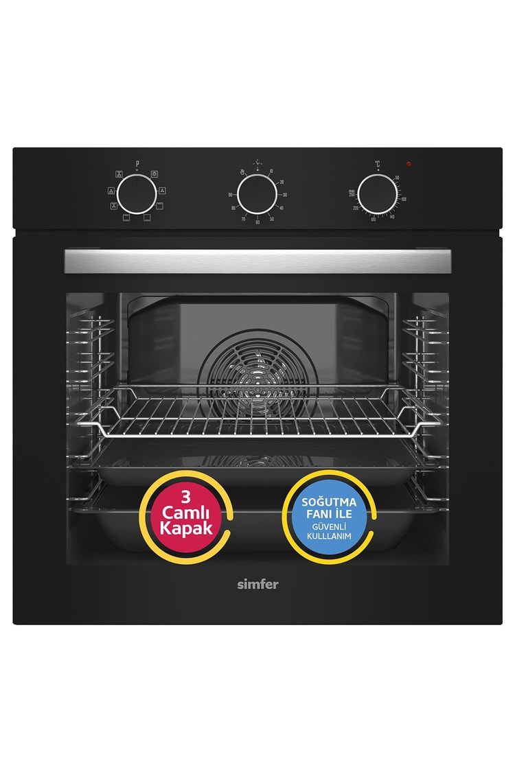 Simfer 8220 9 Fonksiyon QS Siyah Cam Ankastre Fırın Power Turbo Pop-up