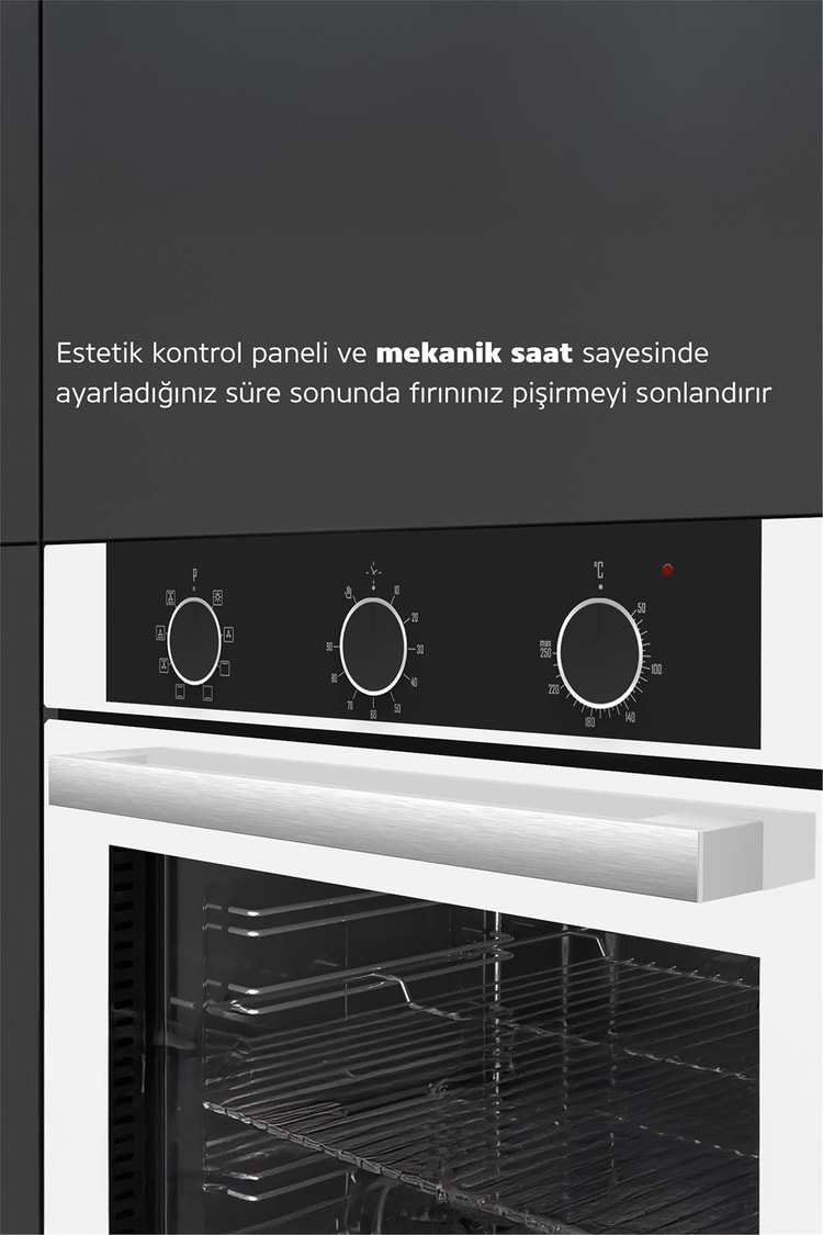 Simfer 8223 9 Fonksiyon QS Gri Cam Ankastre Fırın Power Turbo Dijital