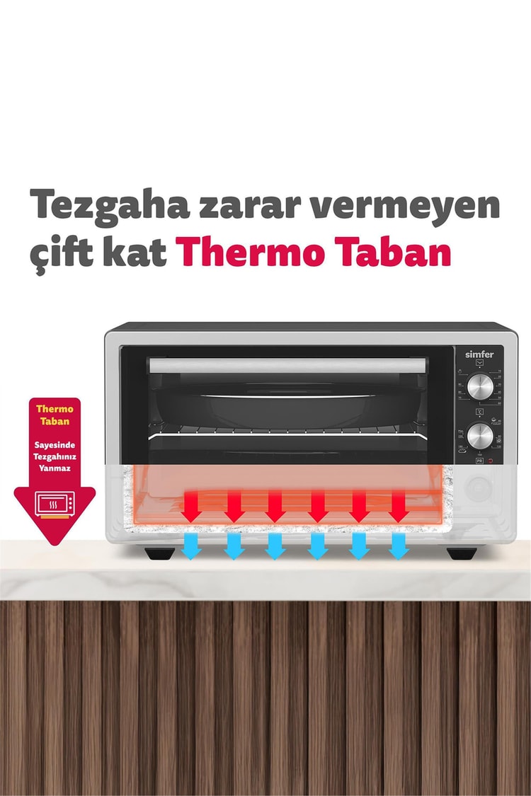 Simfer M-4503 45Litre Inox Midi Fırın 6 Fonksiyon Turbo
