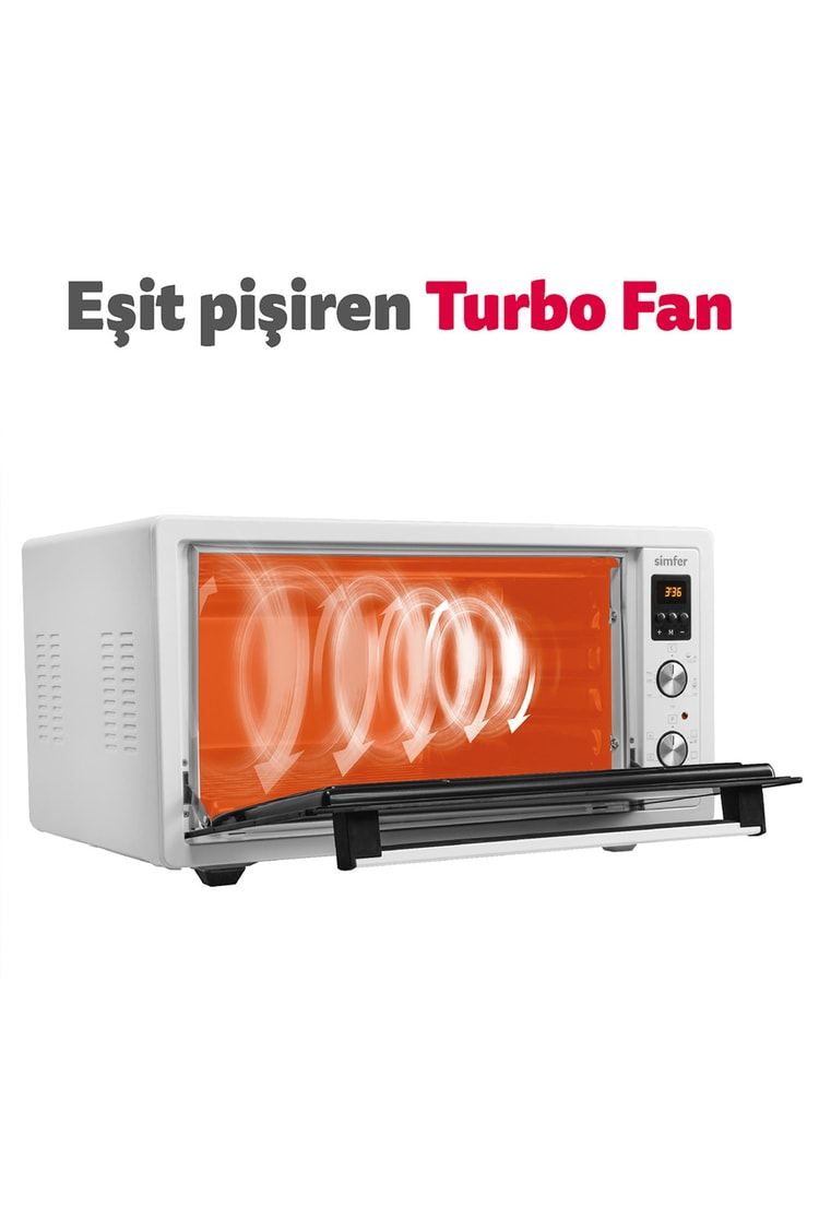Simfer M-4558 45Litre Beyaz Midi Fırın 6 Fonksiyon Dijital Turbo