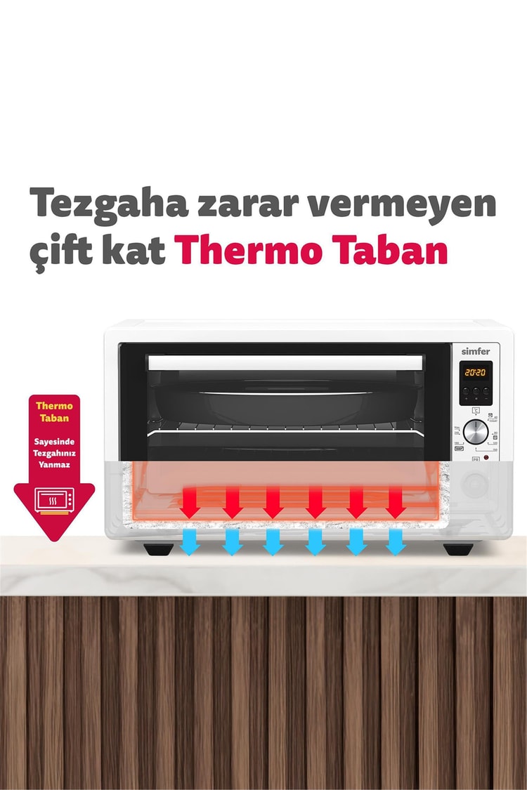 Simfer M-4558 45Litre Beyaz Midi Fırın 6 Fonksiyon Dijital Turbo