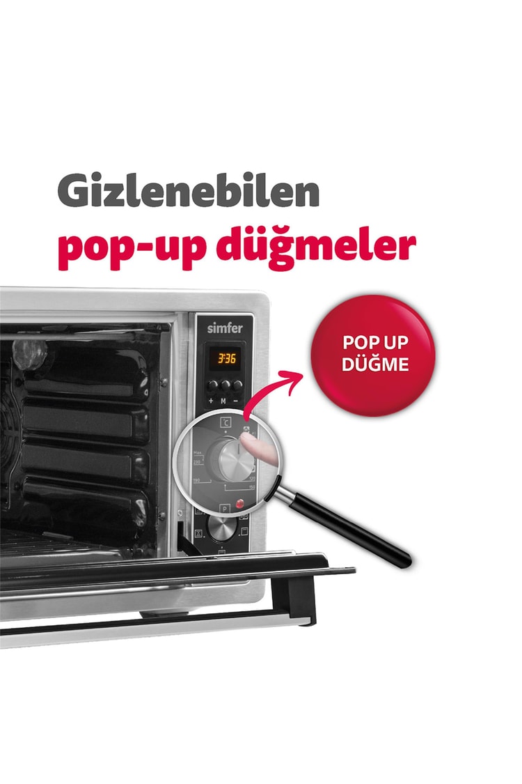 Simfer M-4559 45Litre Inox Midi Fırın 6 Fonksiyon Turbo Dijital
