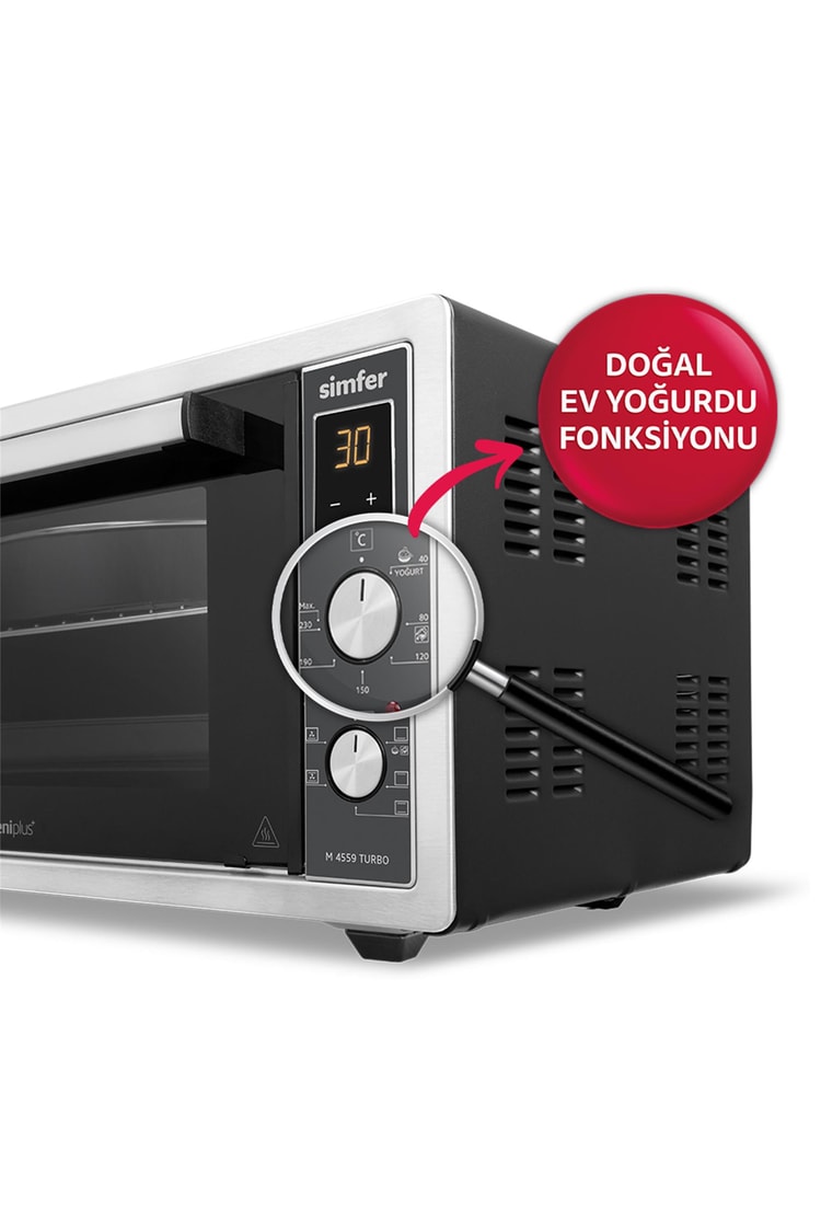 Simfer M-4559 45Litre Inox Midi Fırın 6 Fonksiyon Turbo Dijital