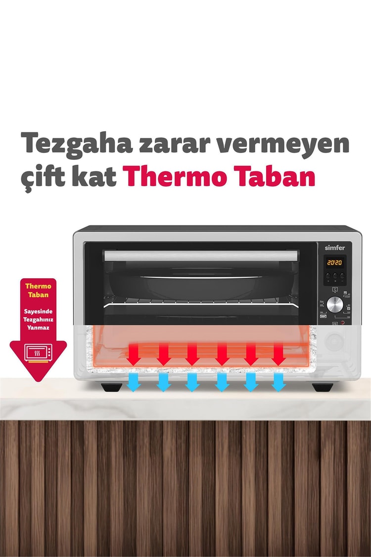 Simfer M-4559 45Litre Inox Midi Fırın 6 Fonksiyon Turbo Dijital