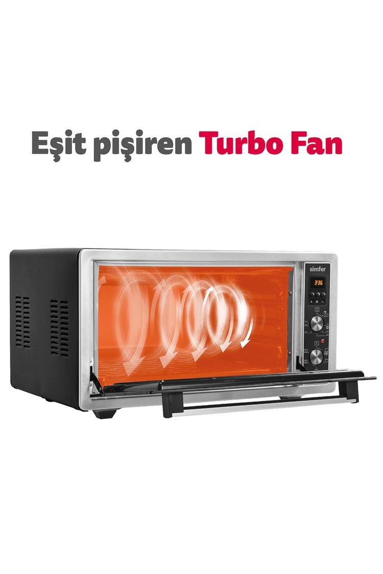 Simfer M-4559 45Litre Inox Midi Fırın 6 Fonksiyon Turbo Dijital