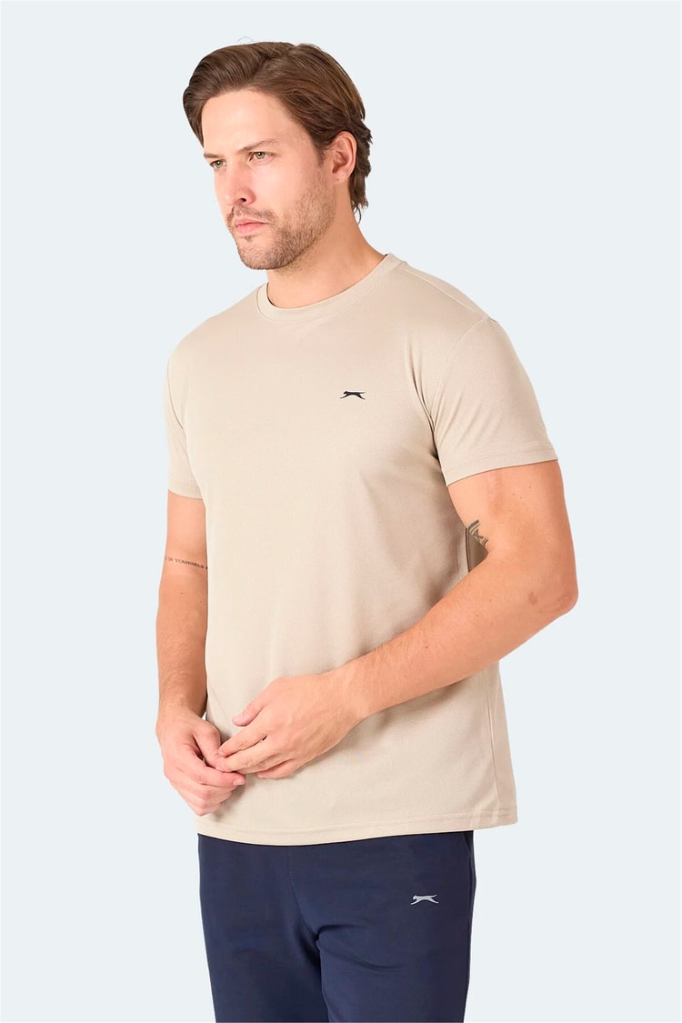 Slazenger Omar Ktn. Ekru Erkek Bısıklet Yaka T-Shırt