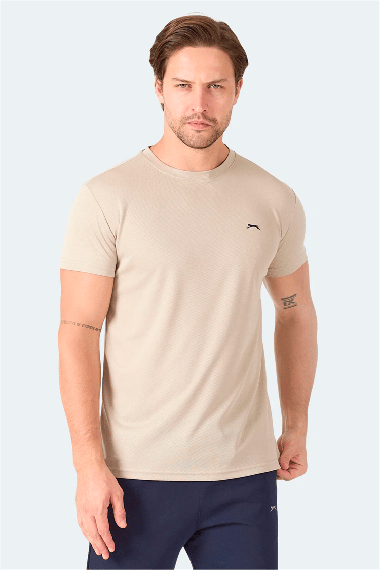 Slazenger Omar Ktn. Ekru Erkek Bısıklet Yaka T-Shırt