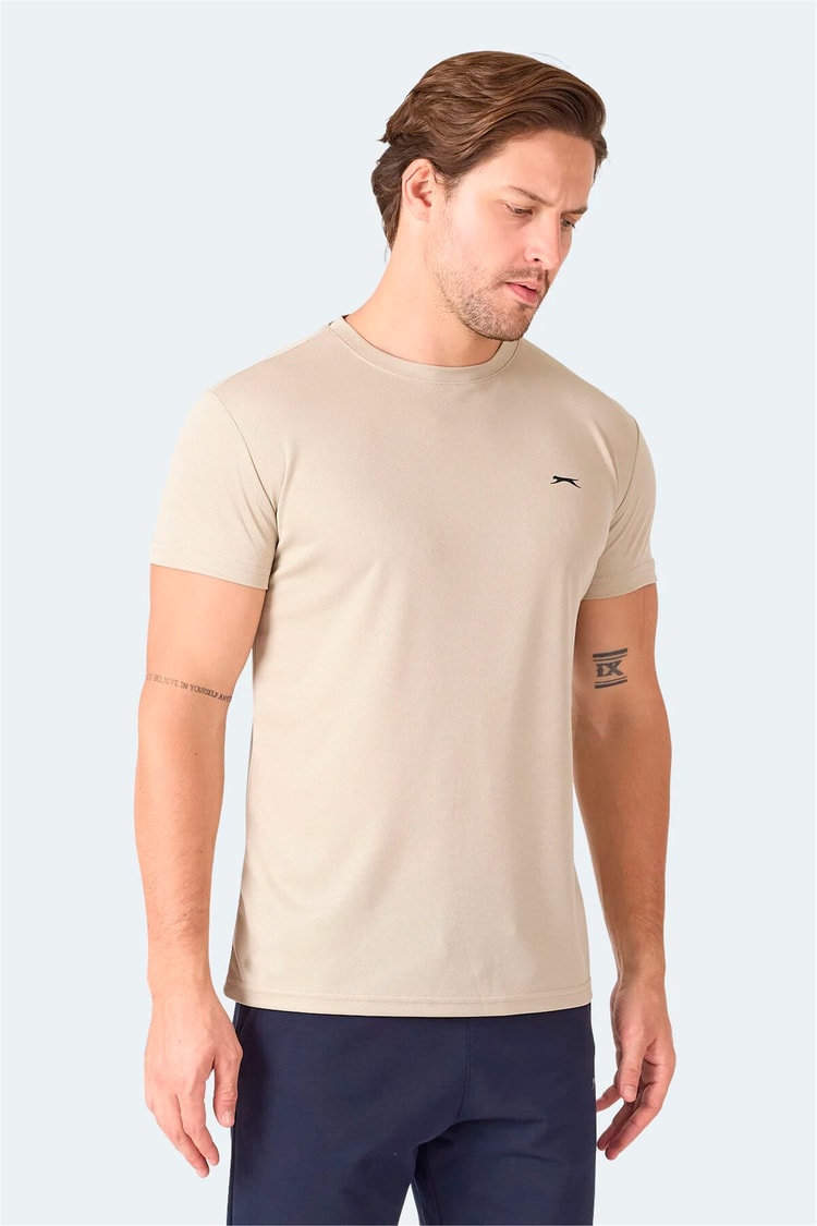 Slazenger Omar Ktn. Ekru Erkek Bısıklet Yaka T-Shırt