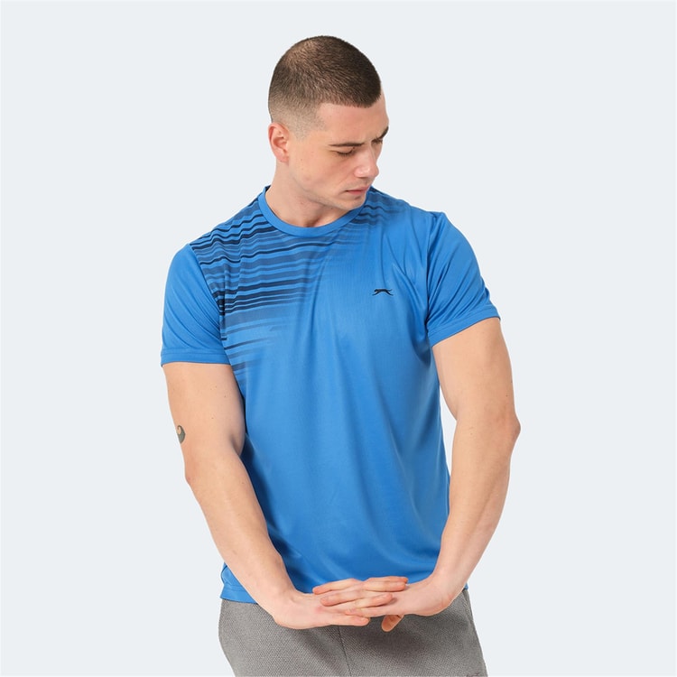 Slazenger St14Te010-480 Raven Saks Mavi Erkek T-Shirt