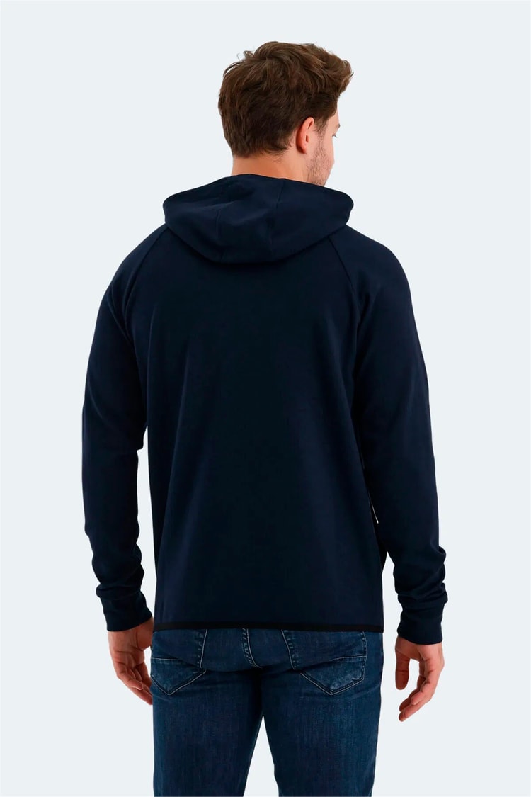 Slazenger St24We053-400 Vıolet Lacıvert Erkek Kapusonlu Tam Fermuarlı Sweatshırt