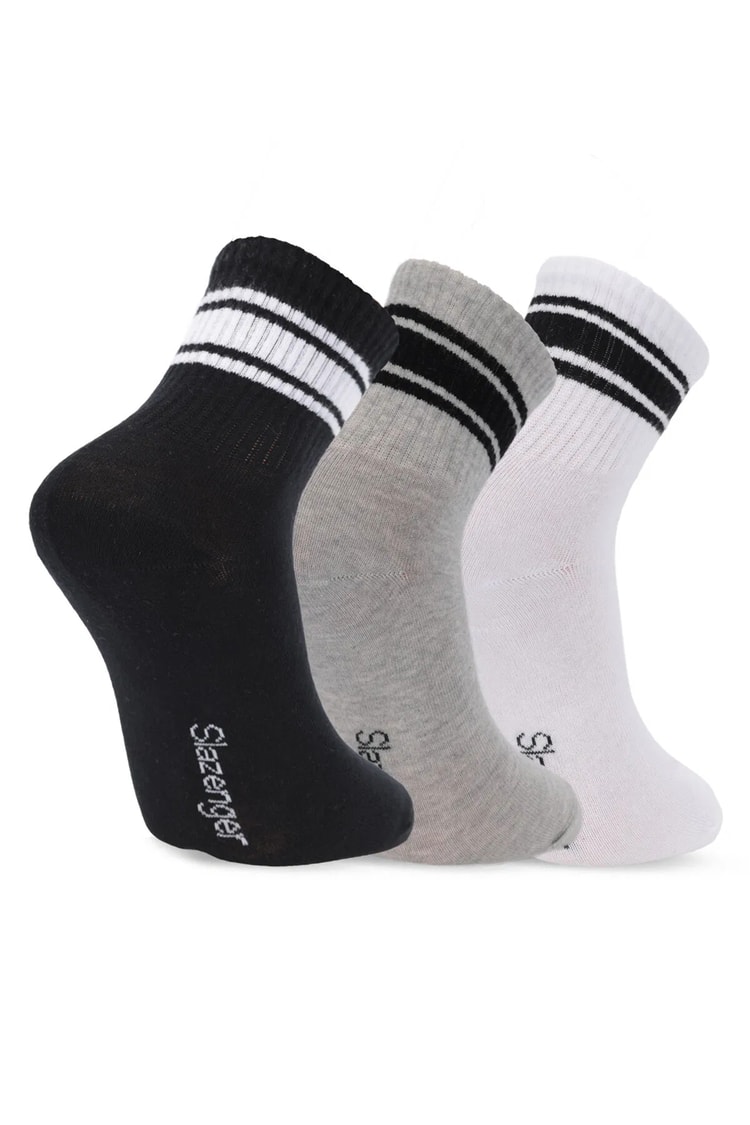 Slazenger SX16CE006-520 Jelly Siyah / Gri 3'Lü Çorap