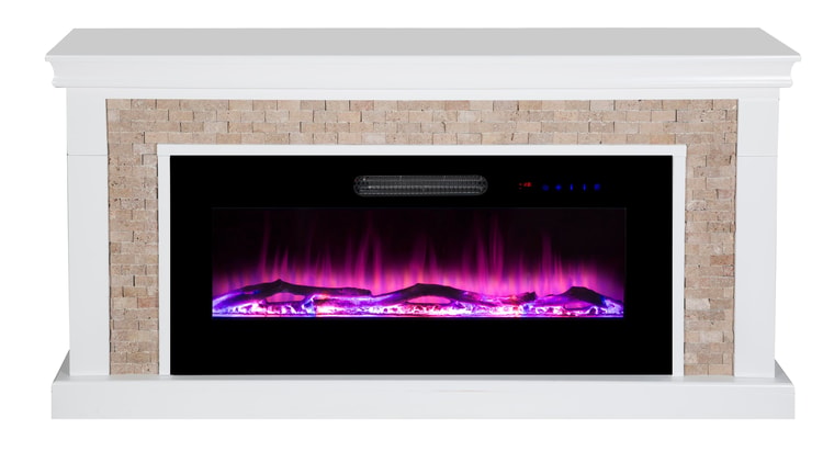 Taşlı Şömine 150 Cm MDF 8 Renkli Alev Sesli Wifi