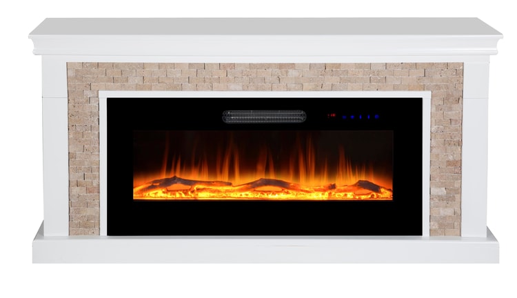 Taşlı Şömine 150 Cm MDF 8 Renkli Alev Sesli Wifi