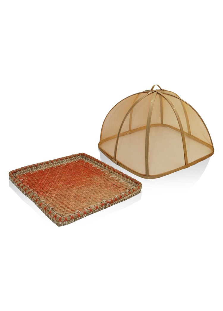 Transparan Bambu Hasır Tepsi 38x38x24 cm