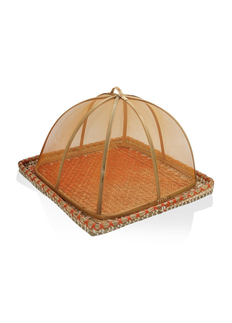 Transparan Bambu Hasır Tepsi 38x38x24 cm