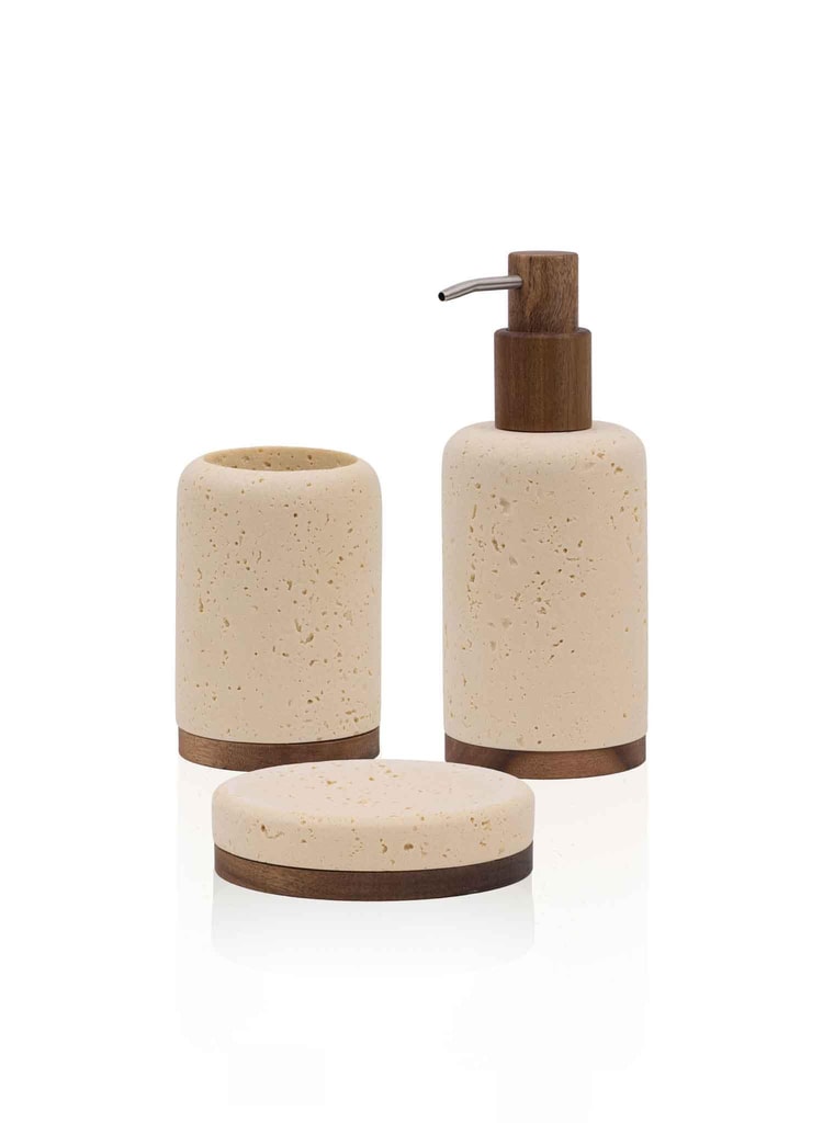 Travertine Banyo Seti Bej 3 Parça