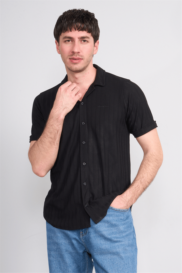 Troy Y26 26390 Siyah Erkek Kendınden Cız.Appacı Jolıe Gömlek