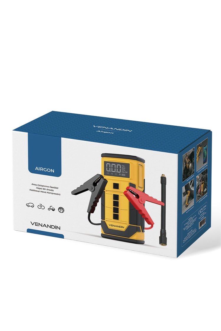 VENANDİN AİRGON Kablosuz Akü Takviye Cihazı 150 PSI Hava Kompresörlü Powerbank