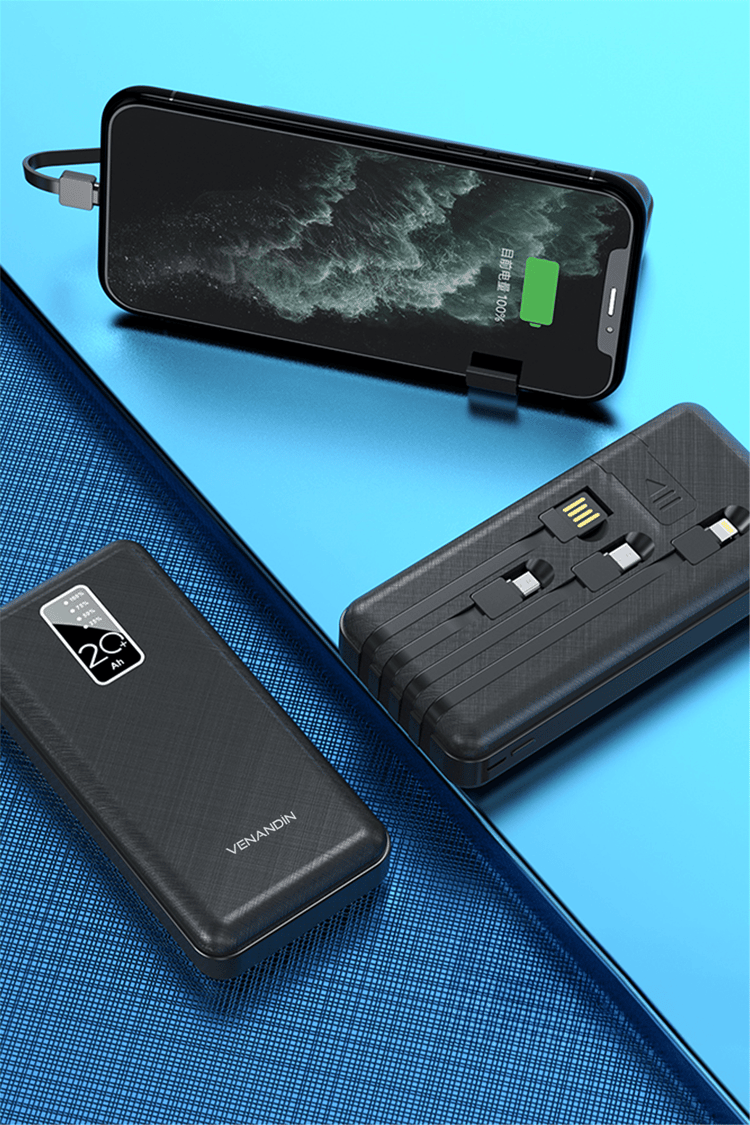 VENANDİN PWB20C1 20.000 Mah Powerbank Entegre Kablolu Dijital Göstergeli Taşınabilir Şarj Cihazı