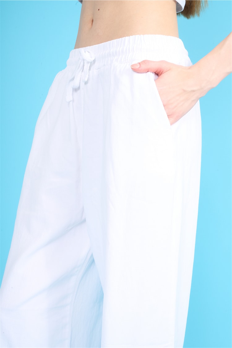 Volumex Y26 Z-233 Ekru Kadın Bol Gabardin Pantolon