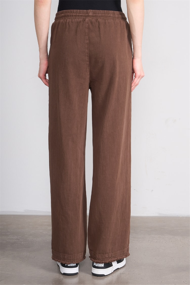Volumex Y26 Z-233 Kahverengi Kadın Bol Gabardin Pantolon