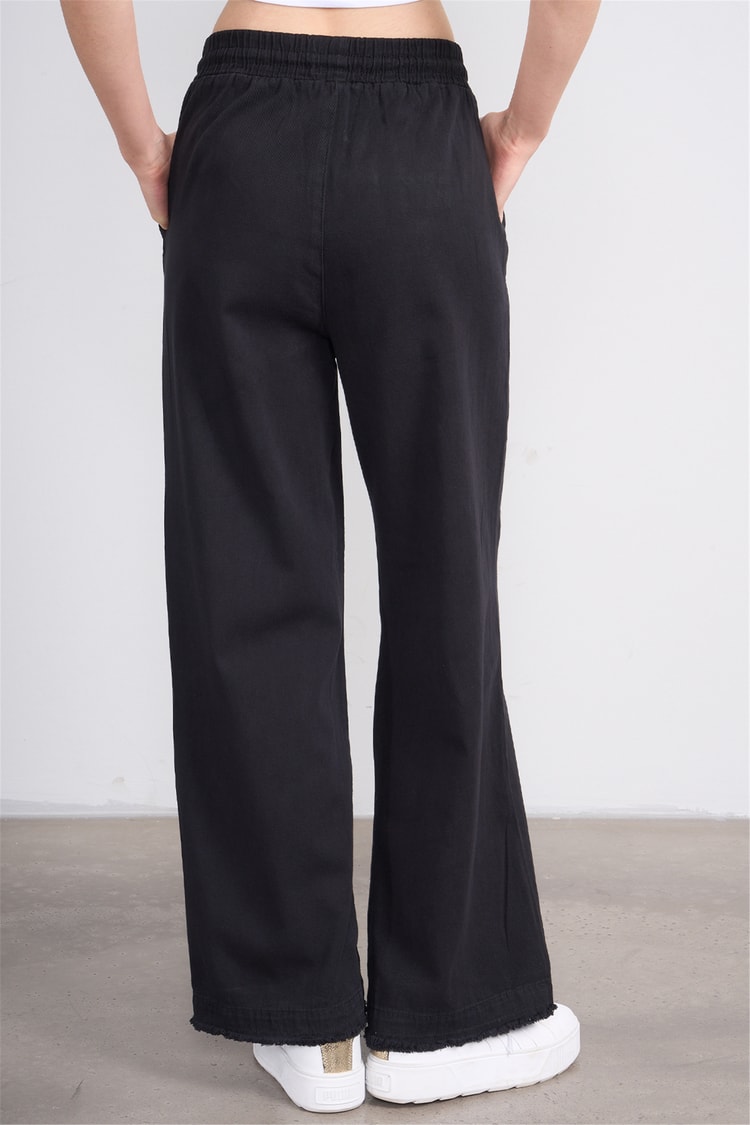 Volumex Y26 Z-233 Siyah Kadın Bol Gabardin Pantolon