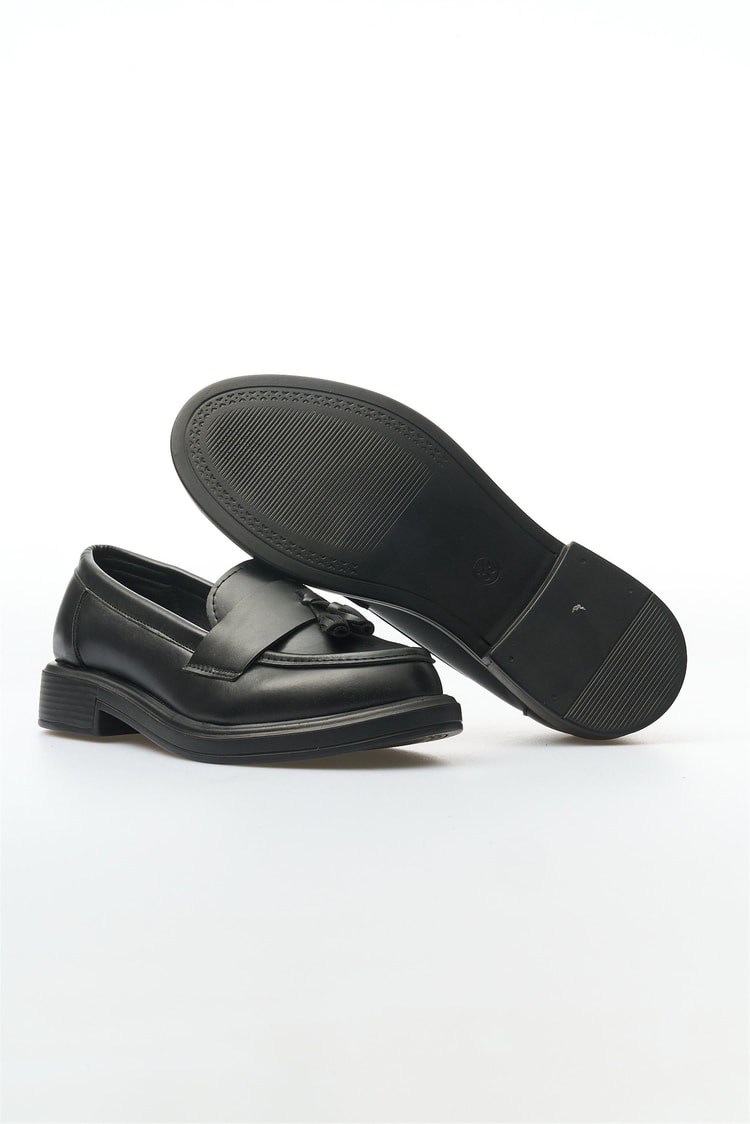 White Line 01-5001 Cilt Siyah Kadın Loafer Ayakkabı
