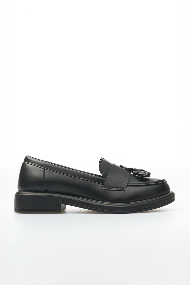 White Line 01-5001 Cilt Siyah Kadın Loafer Ayakkabı