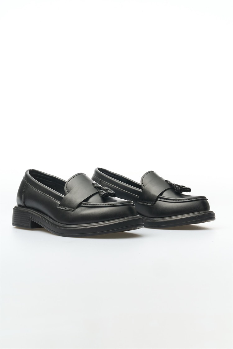White Line 01-5001 Cilt Siyah Kadın Loafer Ayakkabı