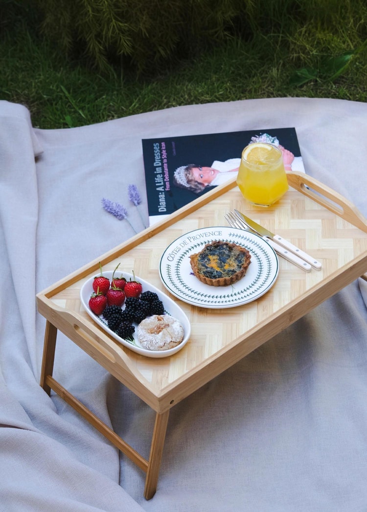 Wicker Bambu Katlanır Keyif Tepsisi 50x30 cm