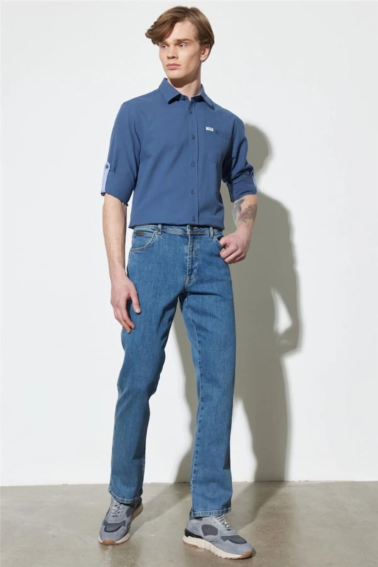 Wrangler W121Hr36B Dark Blue Erkek Texas Denim Jean Pantolon