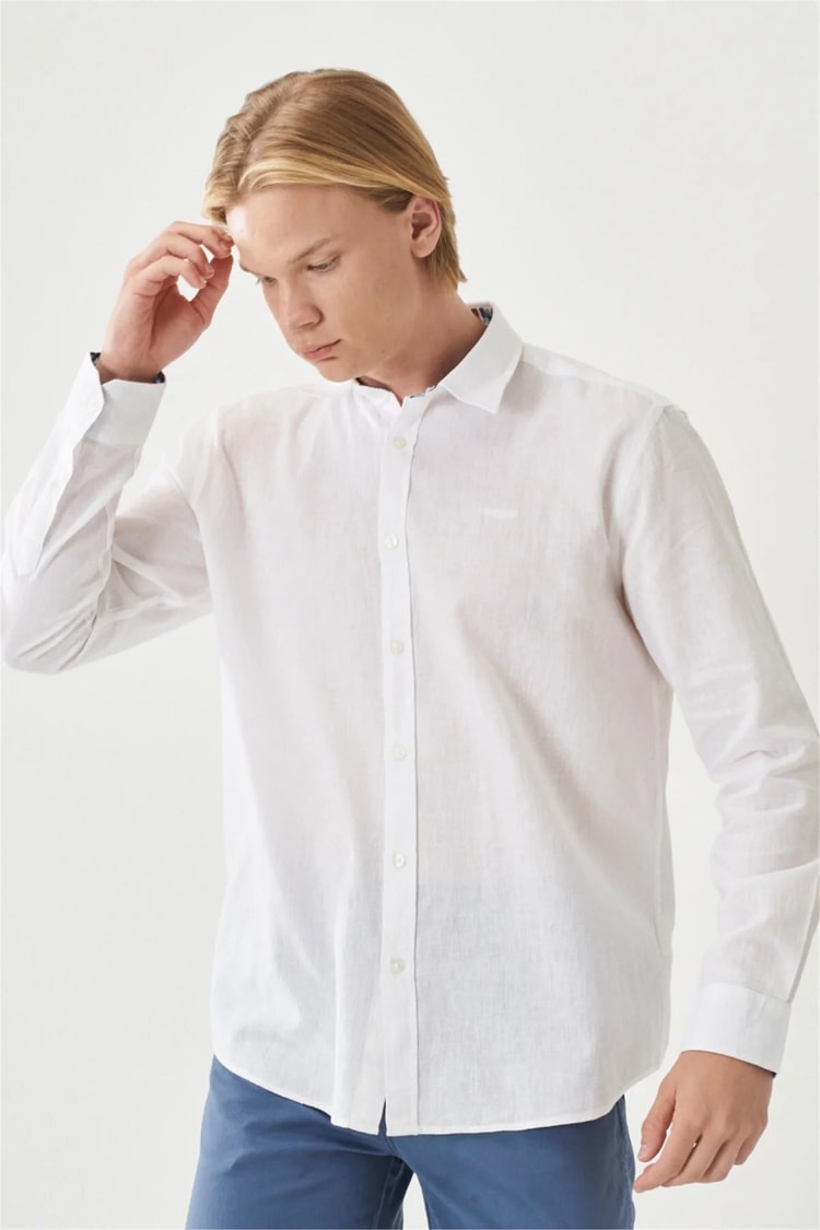 Wrangler W221085 102 Off White Erkek Regular Ls Gömlek
