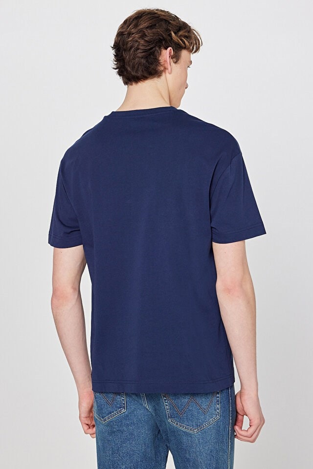 Wrangler W7Nm203877 W72 Navy Erkek Regular Bisiklet Yaka T-Shirt