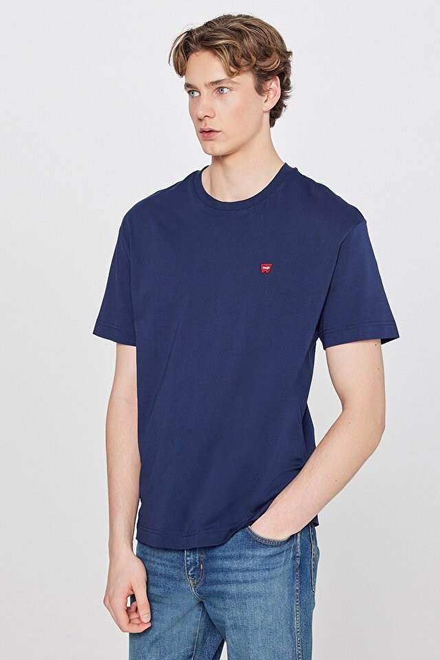 Wrangler W7Nm203877 W72 Navy Erkek Regular Bisiklet Yaka T-Shirt