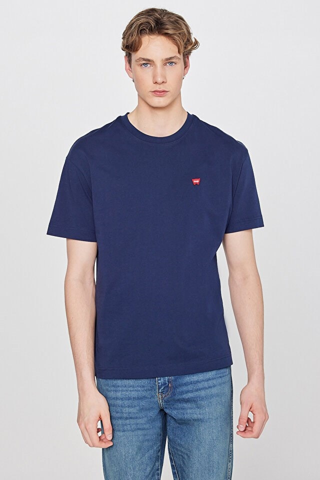 Wrangler W7Nm203877 W72 Navy Erkek Regular Bisiklet Yaka T-Shirt