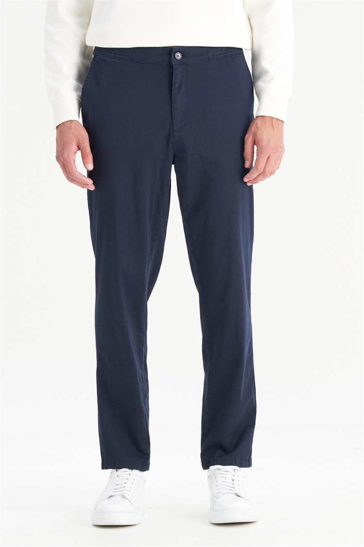 Wrangler Wm01200001 411 Darknavy Erkek Slım Normal Bel Dar Paca Tencel Pantolon