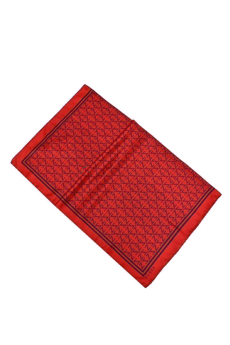 Monogram Desenli Polyester Twill Eşarp 0081 V26