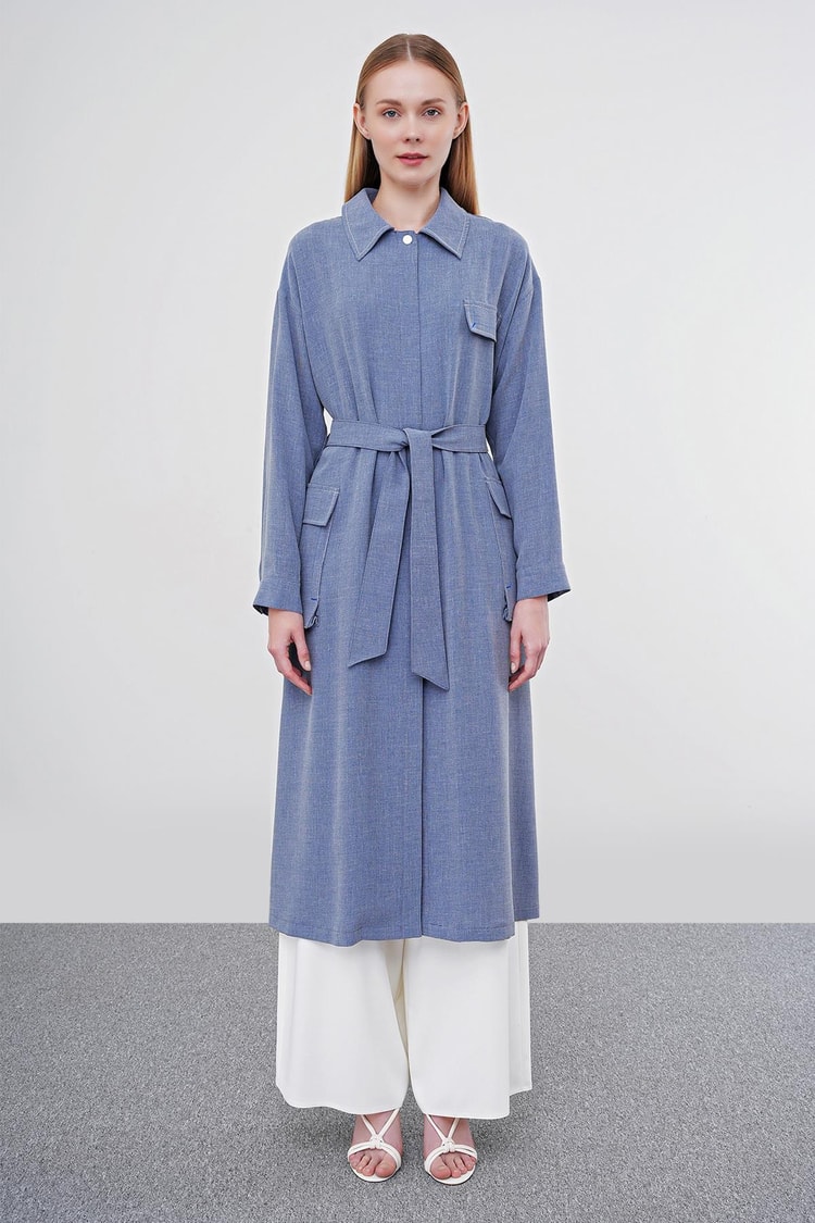 Pocket Detailed Belted Dress 13431